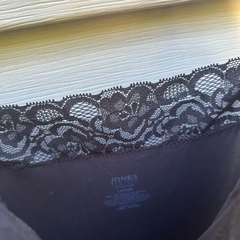 VTG Jones New York Y2K size L black lace stretch Sexy chemise slip dress NEW